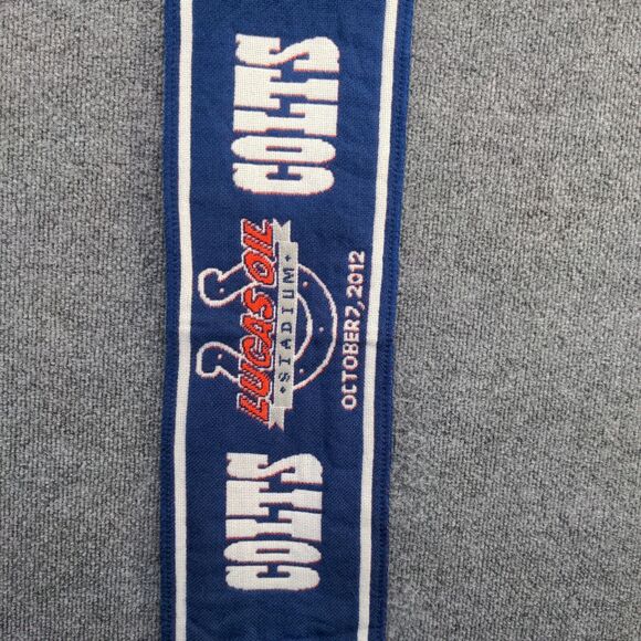 NFL Indianapolis Colts Men's Scarf Blue White Size 7x46 Fringe Knit Logo - Picture 3 of 7